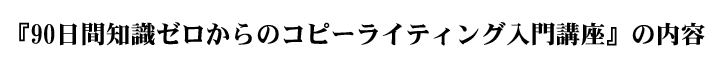『90日間知識ゼロからのコピーライティング入門講座』の内容